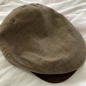 Weatherproof men’s tweed English cap with suede visor size XL